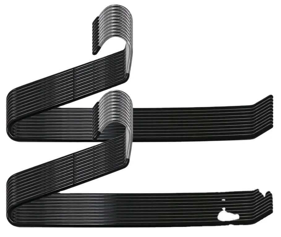 Non Slip Rubber Coating Space Saving metal Trousers Pants Hangers