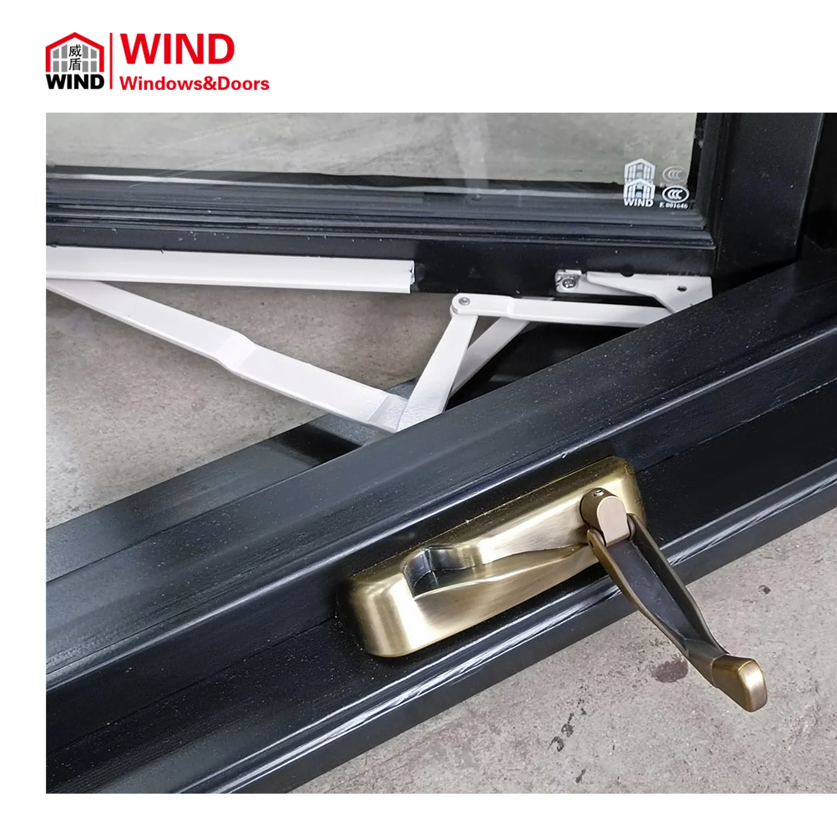 Wholesale American Style Double Glazing Aluminum Solid Wood Window Crank Out Casement Window with Grill Design and Mosquito Net