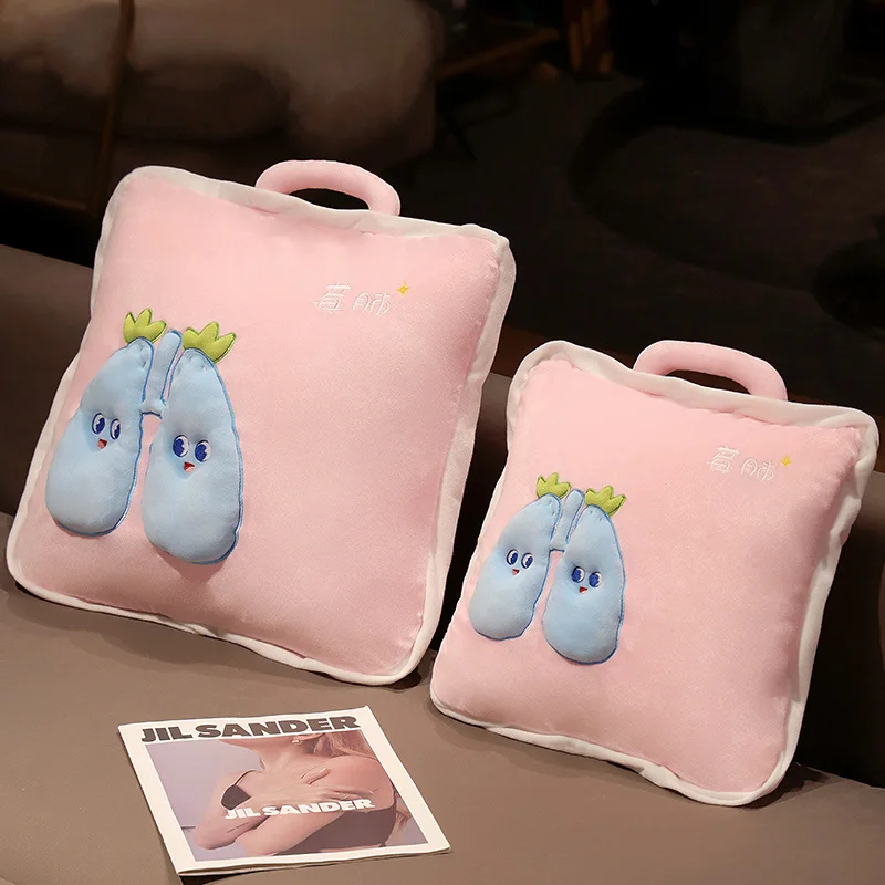 Customized Filled Pillow Blanket with Fun Expressions Strawberry Pillow 2 in 1 Pillow Blanket