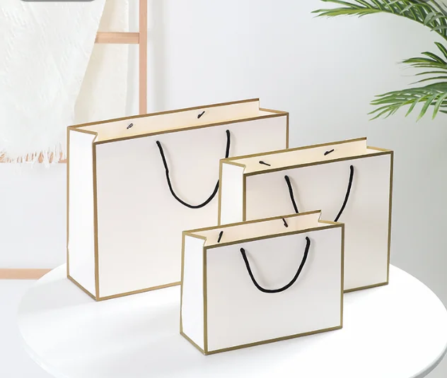 Wholesale Custom Logo Cardboard Gift Tote Bag With Gold Foil For Gift Packing