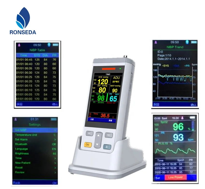 3 Parameters Medical Patient Monitor vital signs monitoring machine for Hospital, Clinic, Home Use