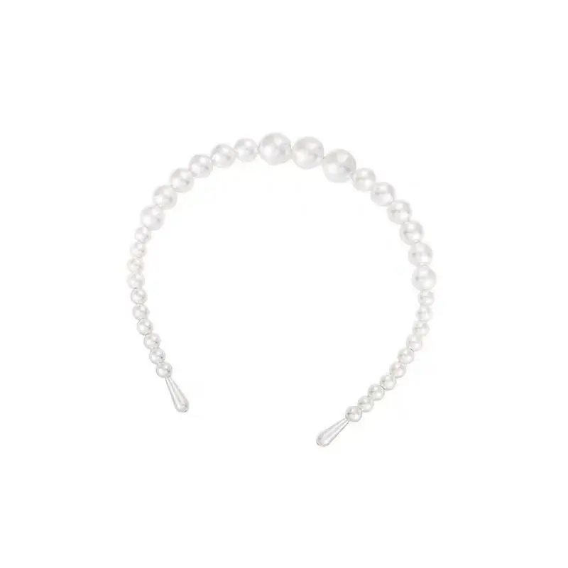 2021 Luxury Daily Wear White Pearl Beaded Headband Women  Handmade Elastic Pearl Bow Hair Accessories Hairband for Girls