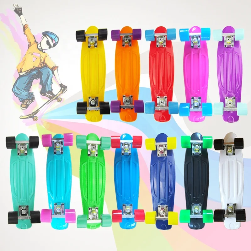 
Mini 22 inch PP plastic fish shape skateboards for children PU wheels complete blank deck skateboard 