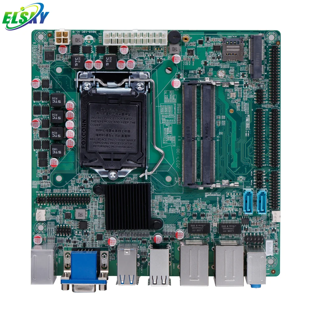 ELSKY Mini-ITX motherboard with processor 6th Gen Core I5-6500 H310 LGA1151 2*1000M LAN port VGA HD_MI LVDS QM3200