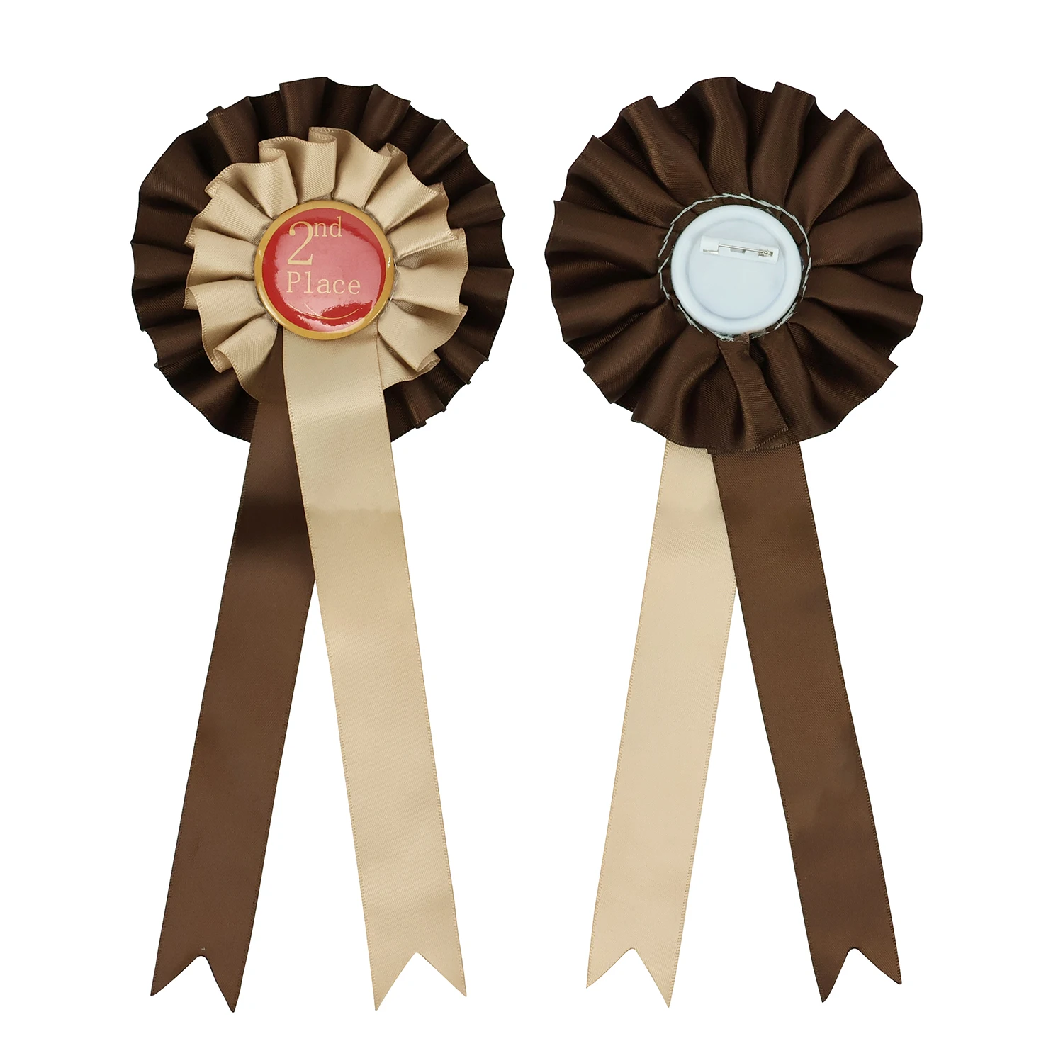 MIDI Birthday Party Classroom Competition Double Face First Place Satin Sport Tinplate Award Ribbon Rosette With Safety Pin