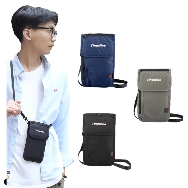 YIPINU nylon mesh material hanging rfid neck wallet travel neck pouch for passport card