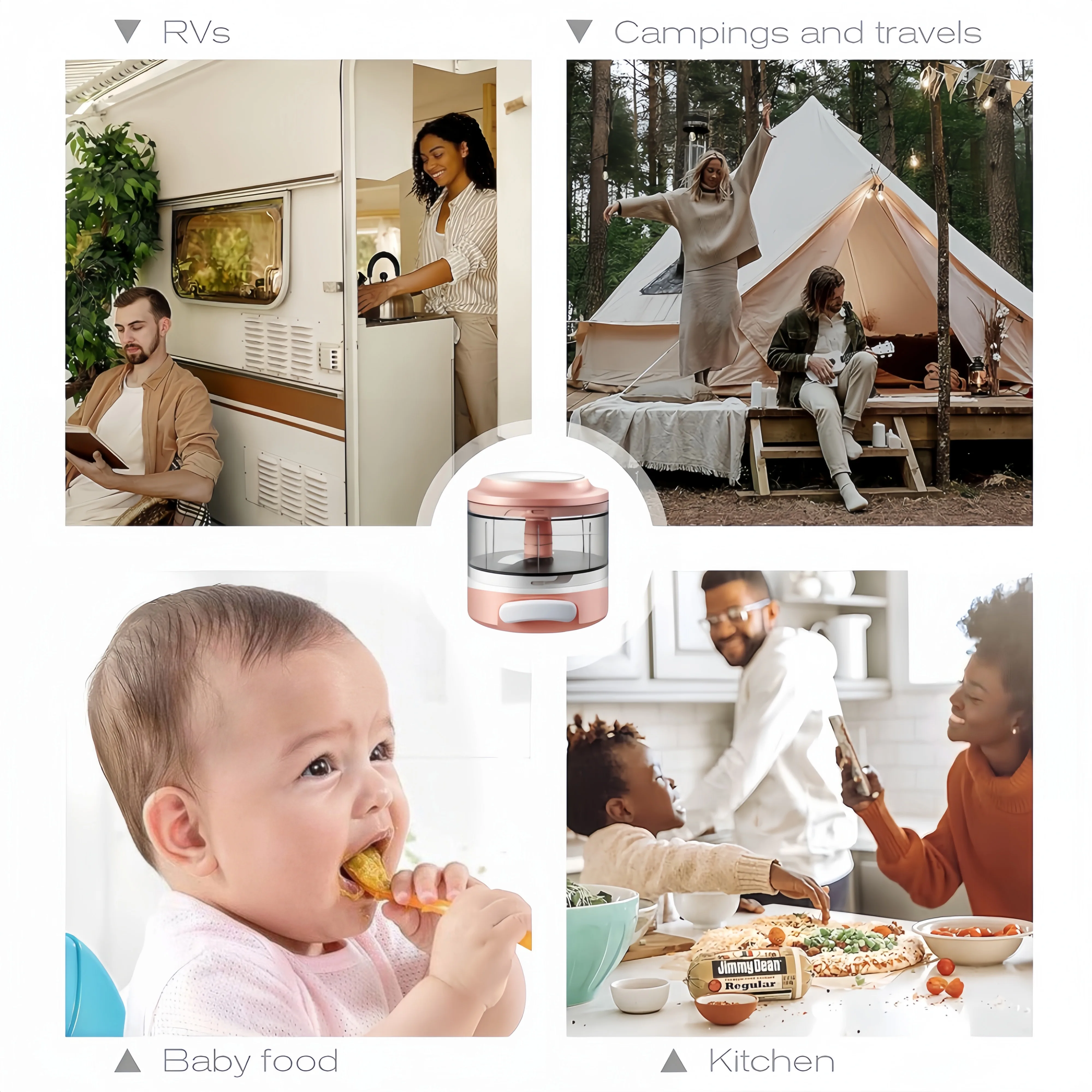 Household easy clean hand held multi purpose manual pull garlic meat vegetable chopper