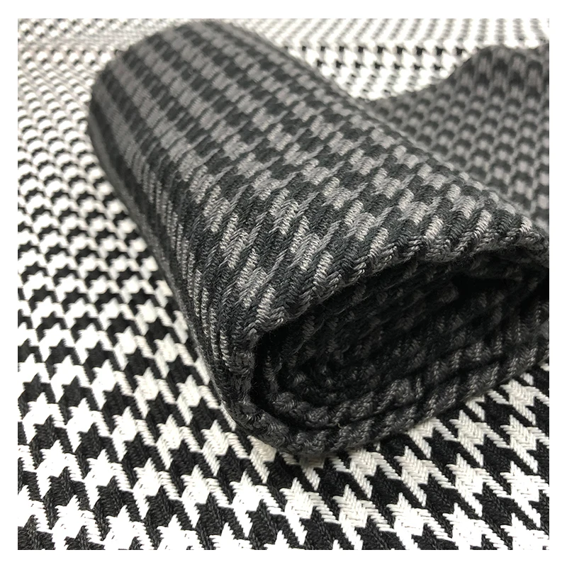 100% polyester Houndstooth pattern stock lot fabric for sofa set