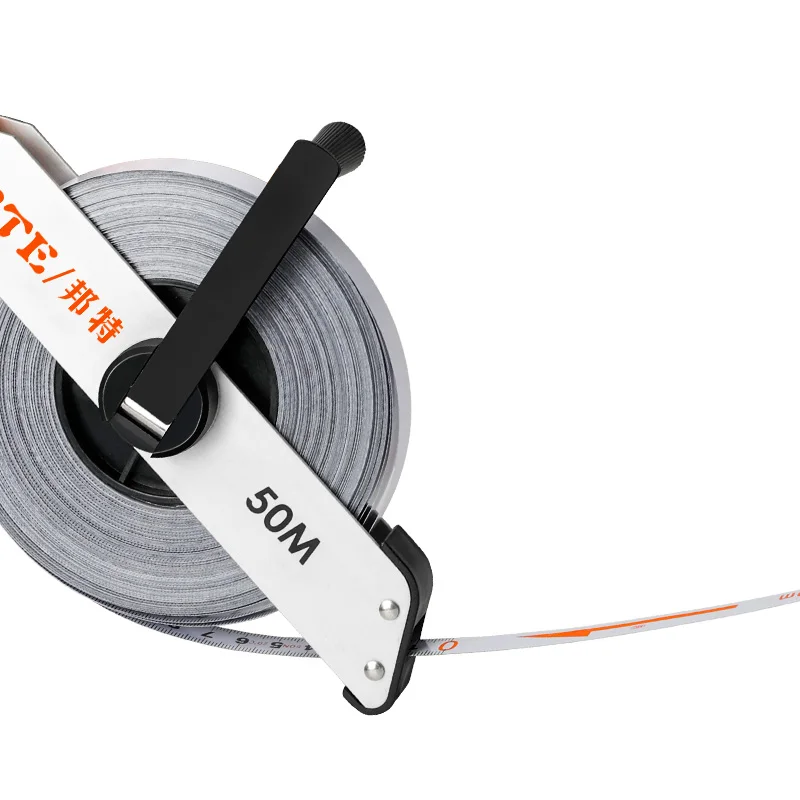 BTE Factory Anti-idling Folding Handle 20m /30m /50m Long Stainless Steel Tape Measure Custom Logo Tape Measure