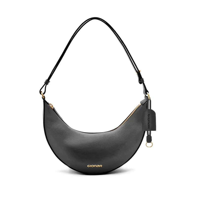 2024 Autumn Summer Ladies Luxury Top Quality Handbag Real Shoulder Bag Fashion Banana Genuine Leather Saddle Bag For Women