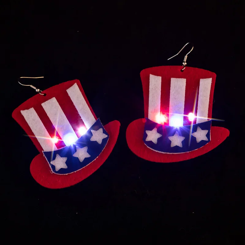 Hot Selling Independence Day Party Glowing Led Flashing Headband Glowing Earrings 4th of July Necklaces Patriotic Party Favor