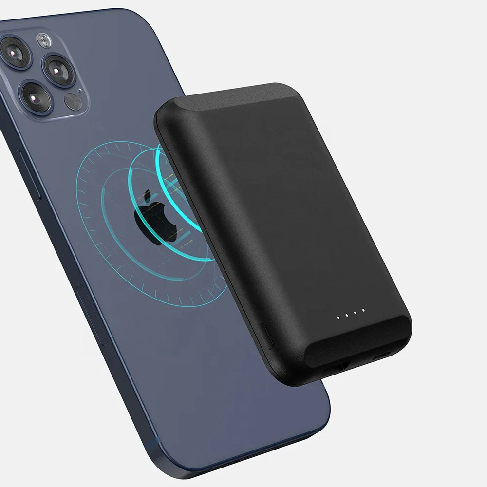 Custom Logo slim small Phone Power Banks Magnetic Wireless Charger Mini Portable Power Bank 5000mah