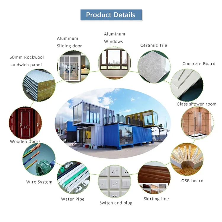 Movable Portable Shipping Container House Detachable 40Ft Shipping Modular Living Container House Office