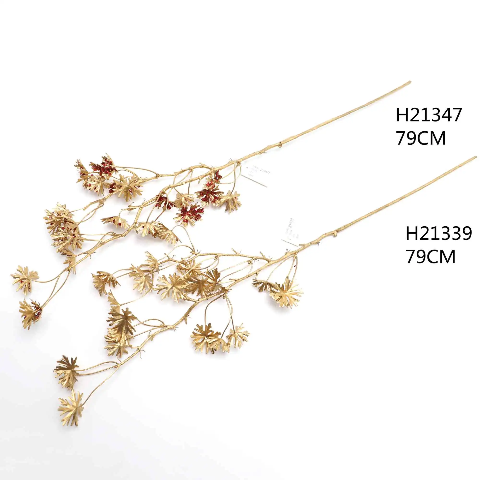 Wholesale wedding home decor plastic golden palm orchid eucalyptus hanging golden flowers plant leaves artificial gold leaf