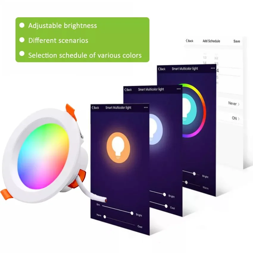 Tuya WIFI mini down lighting cctrgb smart led ceiling light 6W 12W Small downlight rgbcct gimble colour Alexa Control Music Sync