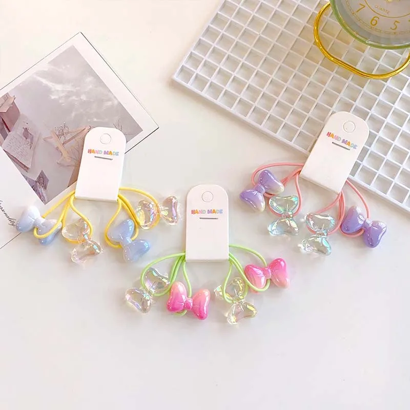Summer Transparent Butterfly Knot Hair Rope Girl Heart Fantasy Hair Ring Sweet Kids Hair Ties