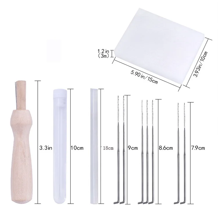 100% pure wool felt poke fun tool craft kit multiple colored wool strips DIY handmade felt needle doll material kit for children