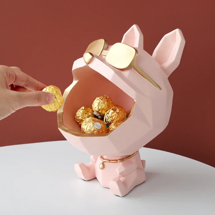  Modern luxury home decor gift resin art sculpture figurine dog storage