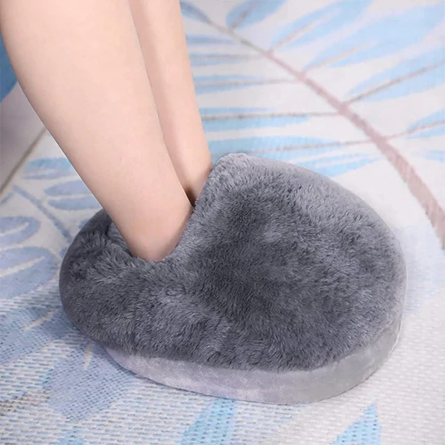 Round design long plush Electric Heated Foot Warmer with Massage