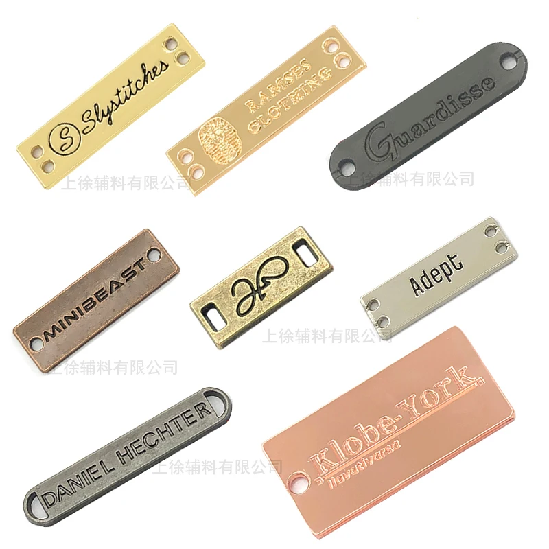 Garment Accessories Custom Square Letter Brand Metal Logo Name Tag Clothing Sewing Labels for Garment /Laser