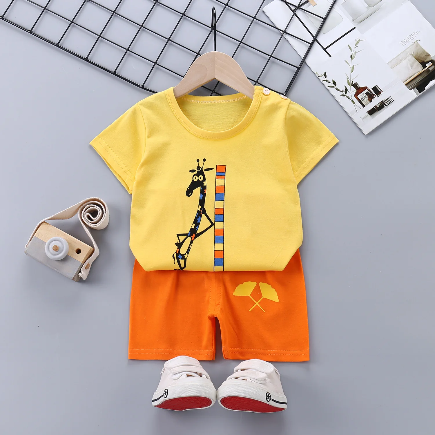 Children Clothing Set Kids Boys Summer Sports Casual Short Sleeve Clothing Sets Solid Color Girls T-shirt Set 2pcs Custom Logo