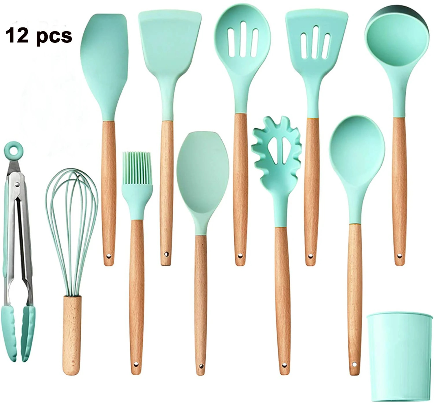 12 Piece 38pcs Nonsti Kitchen Cooking Utensil Set Colorful Cooking Kit Cookware Silicone Cooking Utensils Set With Wooden Handle