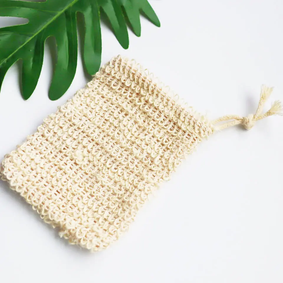 Environmentally Friendly Mesh Bag 100% Natural Custom Logo Cotton Sisal Soft Cotton Foaming Soap Bag