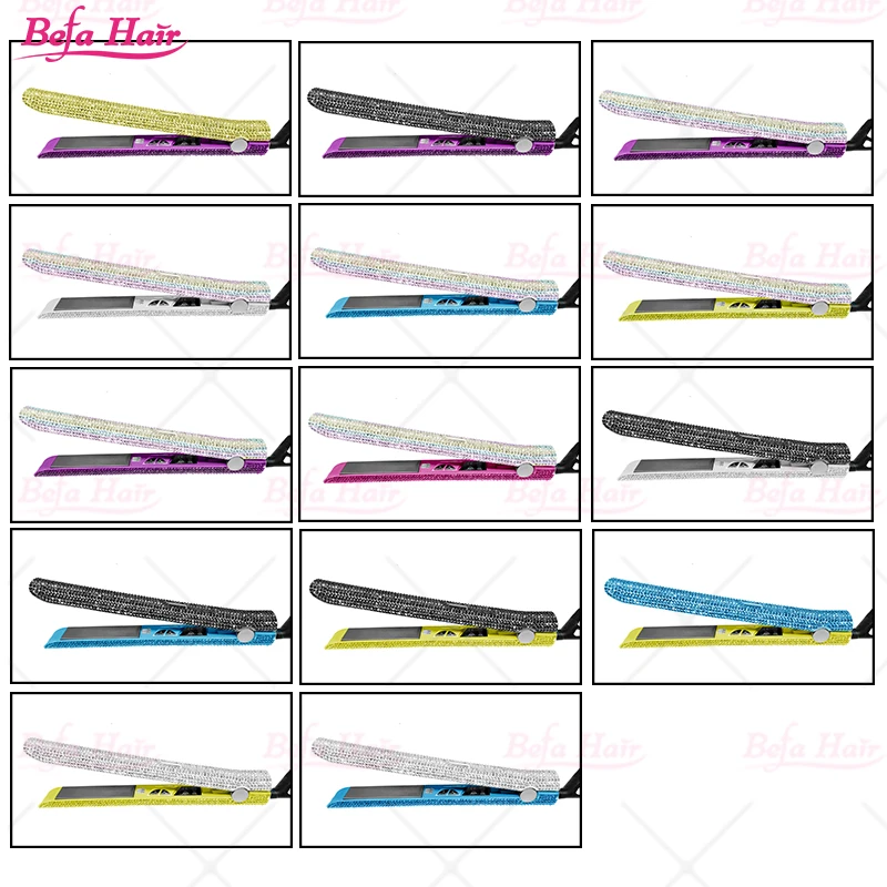 Oem Customized Private Label Packaging Led Display Steam Hair Straightener Bling Bling Titanium Flat Iron