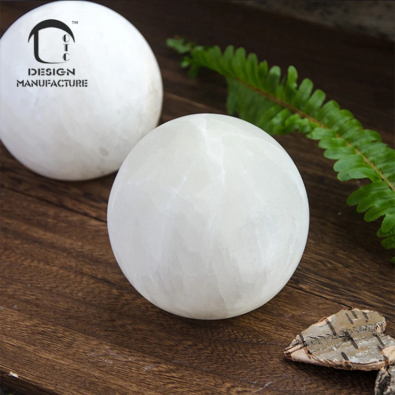 manufacturer customized table lamps natural white  selenite crystal crafts for home decoration