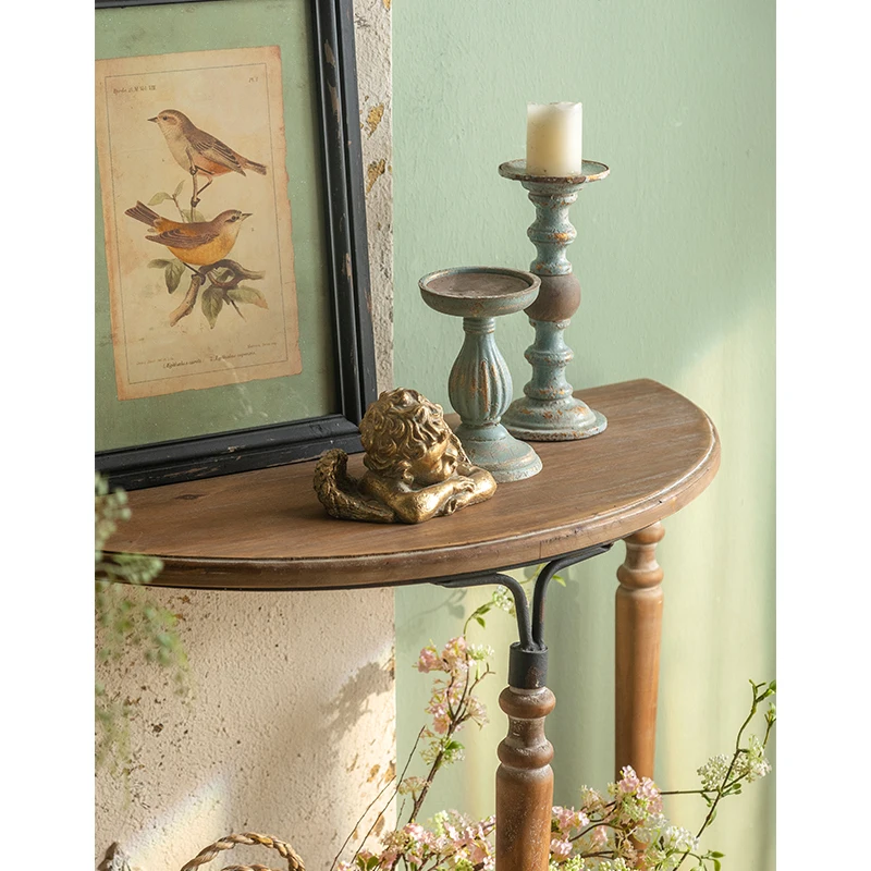 French Countryside Artistic Industrial Rustic Iron Retro Home Office Console Contemporary Wood Display Tables