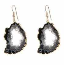 PLATED GEODE SLICE EARRING FOR WHOLESALE