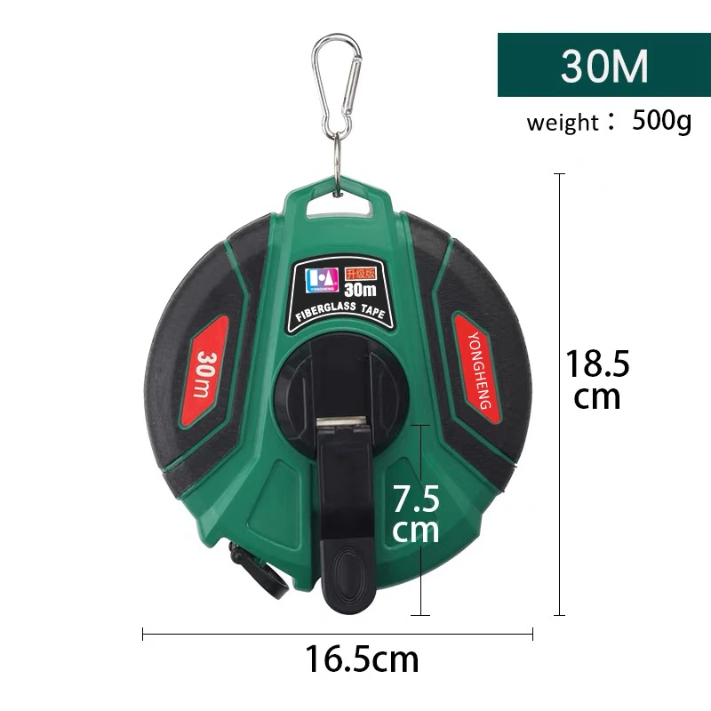 High Quality 20m 30m 50m Long Fiber Tape Measure Ruler Fiberglass Measuring Rule Tape