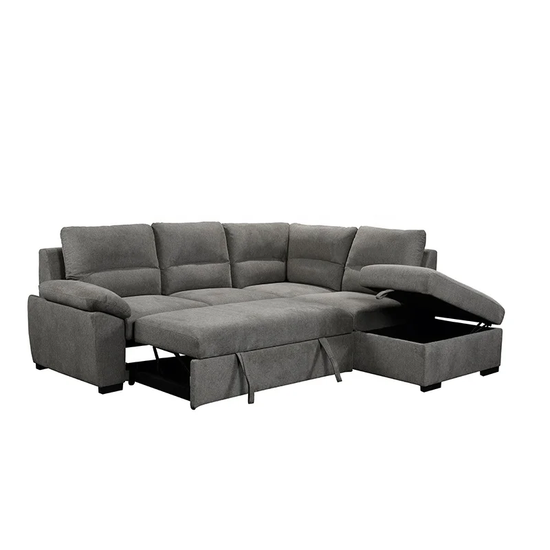 Luxury modern linen fabric 5 seats ottoman living room sofa  with customized services corner sofa pull out sofa bed