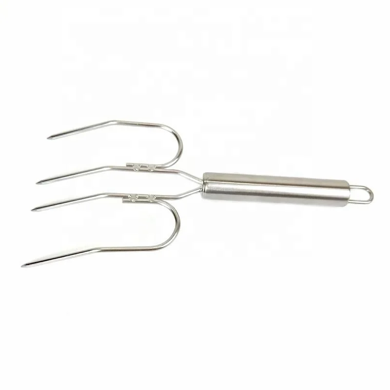 Manufacturers direct stainless steel pipe handle roast chicken fork large Turkey fork roast lamb fork outdoor barbecue tools