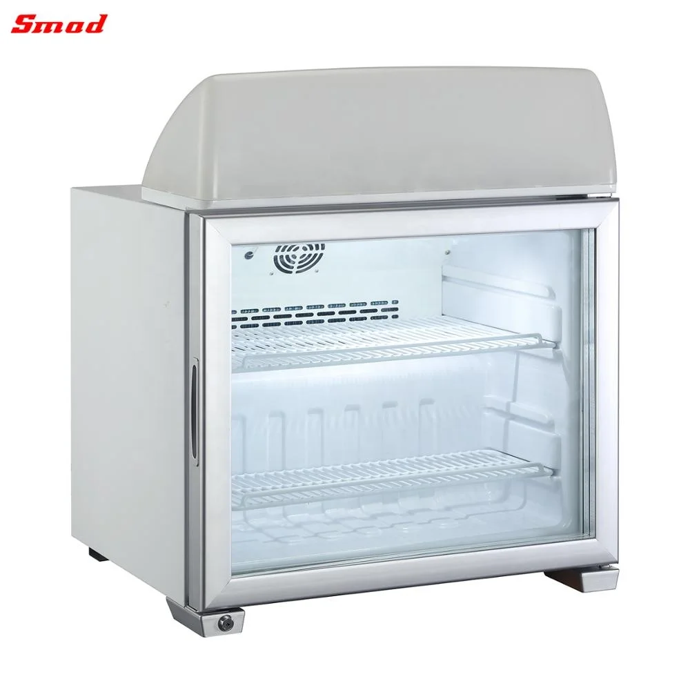 50 liter mini counter top glass door showcase display deep freezer