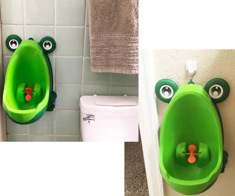 Frog Pee Training Cute Potty Training Urinal for Boys with Sucker Funny Aiming Target Urinals with for Toddler Boy Green Blue