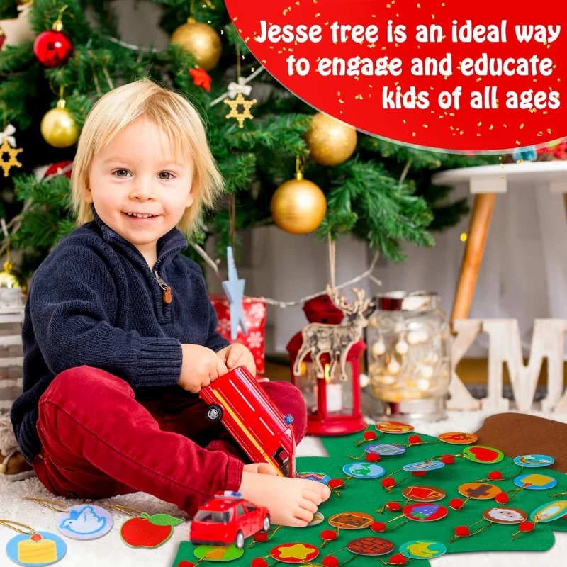 Felt DIY 26 Pcs Christmas Tree Advent Ornaments Countdown Set Advent Calendar Family Celebration for Home Wall Decor Hanging