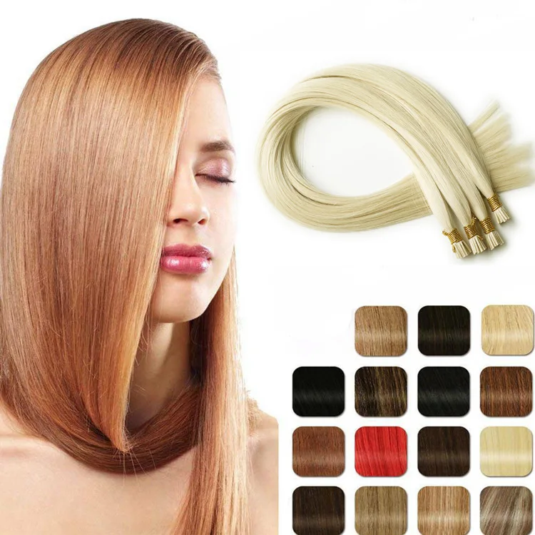 Cuticle Aligned Colored Remy 1g Hair I Tip Human Hair Extension of the Best Quality for White Women