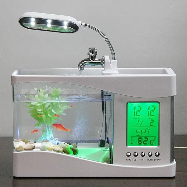 Amaz Hot Sale Desktop usb mini fish tank aquarium with running water 12