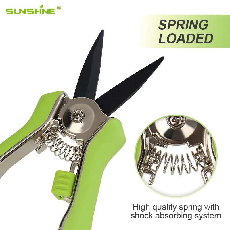 SUNSHINE zinc alloy pruning snips surface chrome TPR soft rubber handle SK5 high carbon steel pruning shears garden shears