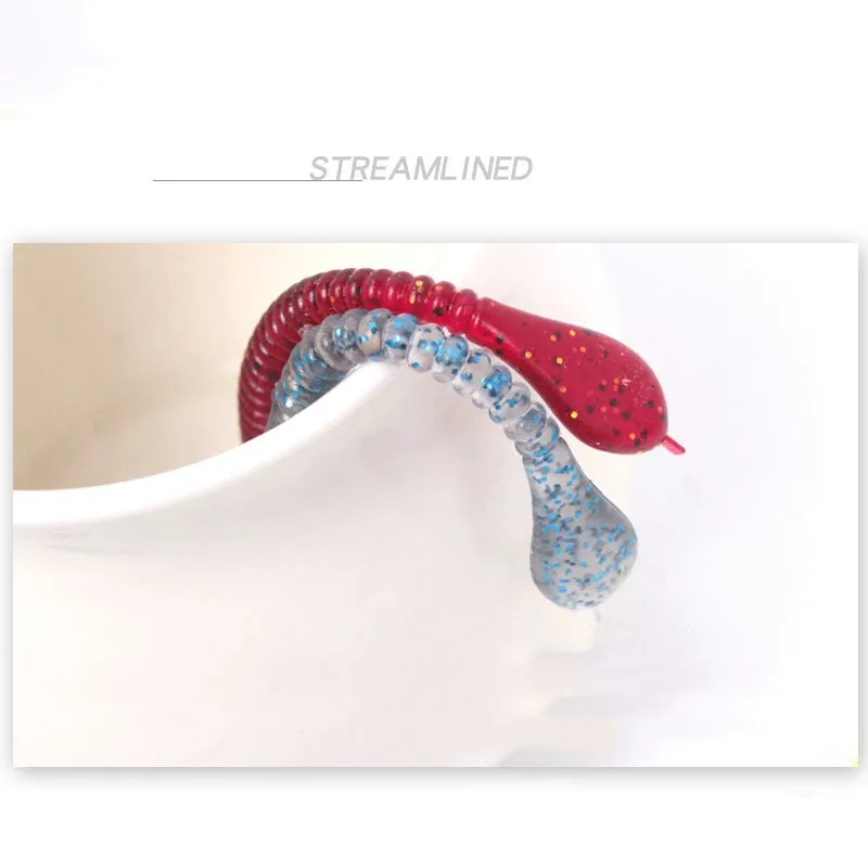 RISING High quality 105mm environmental protection material TPR with salt and fishy  fishing set worm worm soft lure