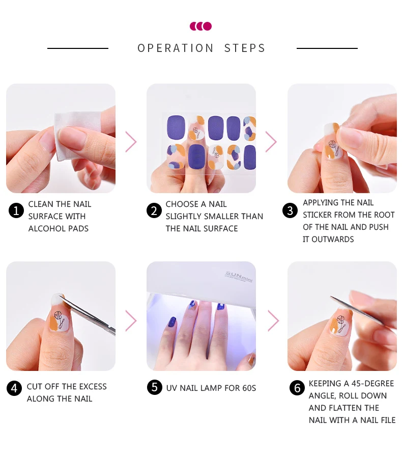 Korean Style New Gel Nail Sticker With Uv Lamp Gel Nail Wraps Gel Nail Stickers Semi Cured Unas