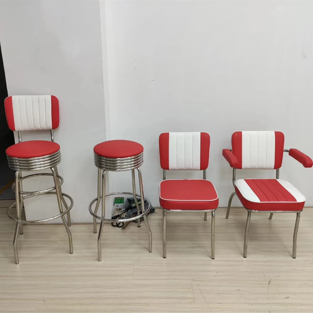 1950s style retro american vintage industrial diner metal chair