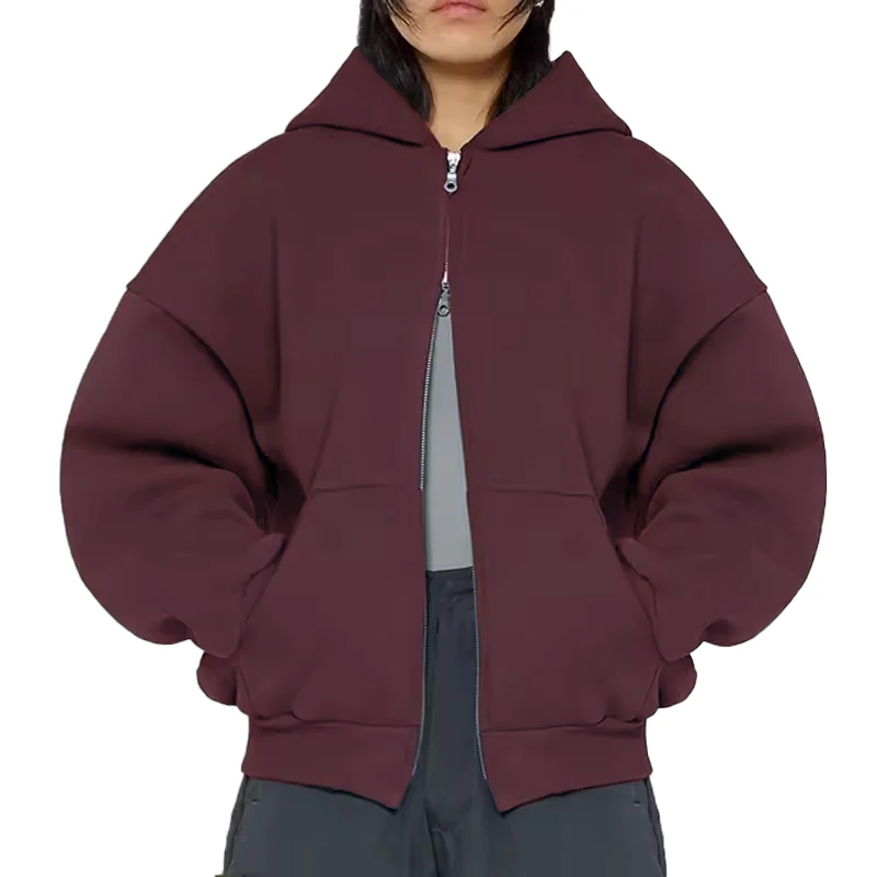 Custom Zipup Hoodie Unisex Best Quality Blanks 500 gsm Hoodie Cotton Heavyweight Fleece Cropped Men Zip up Hoodie