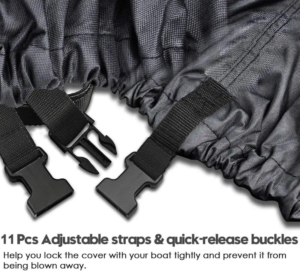 
Waterproof Boat Cover Heavy Duty 600D Polyester Oxford Professional Bass Runabout Durable and Tear Proof All Weather Boat Cover 