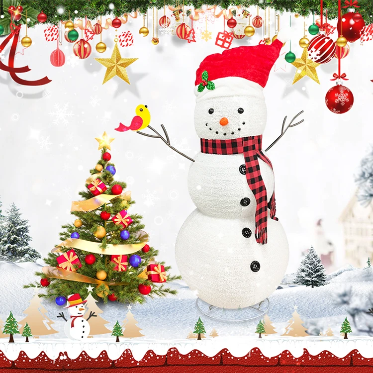 China Goods Wholesale Lighted Christmas Outdoor Snowman with LED Lights Built in for holiday Christmas Yard Plush snowman