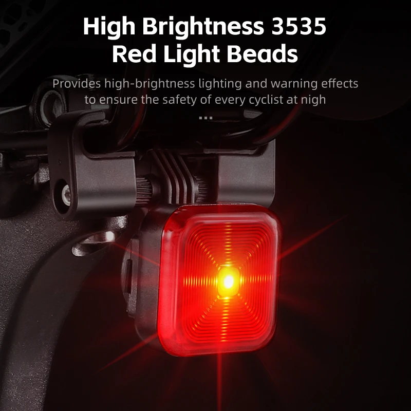 WEST BIKING High-Bright Bicycle Taillight LED Smart Bike Taillight Square Rear Light For Bicycle Bike Accessories
