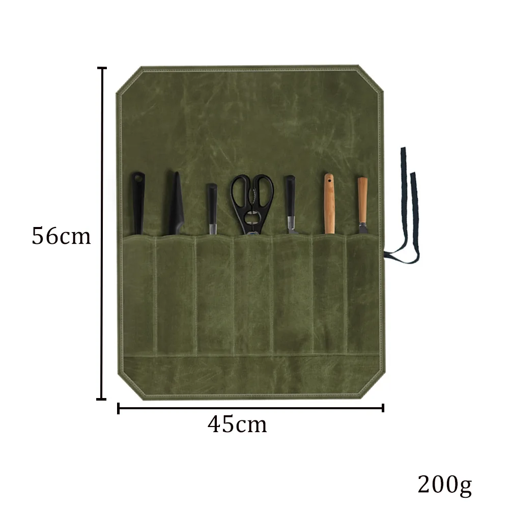 Knife Roll Bag Chef Knife Roll Case Waxed Canvas Cutlery Knives Holders Protectors Home Kitchen Cooking Tool Utensils Wrap Bag