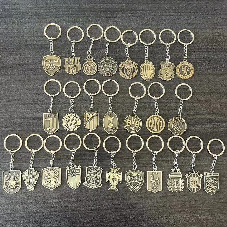 Европейский брелок для футбольных лиг, клуб, логотип футбольного клуба, бронзовый брелок