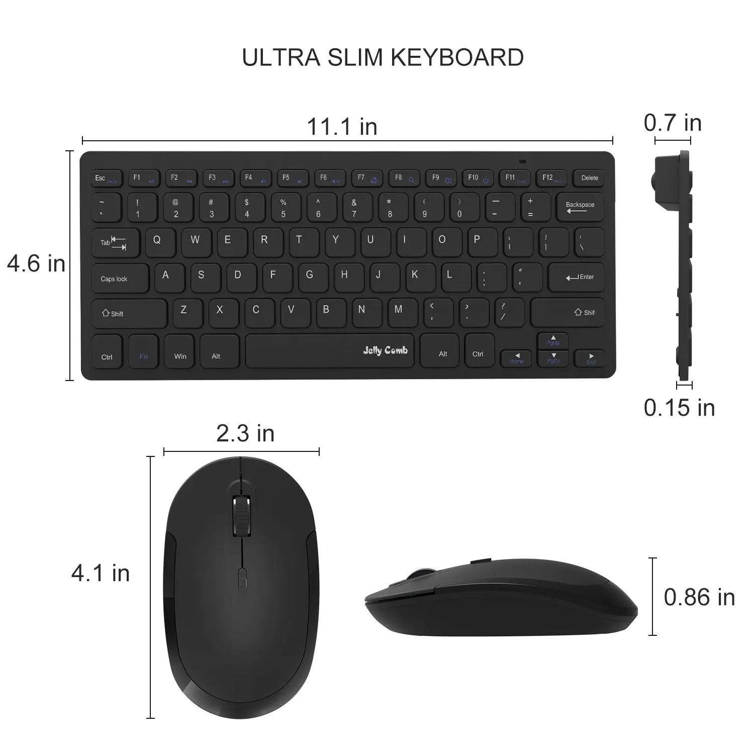 Jelly Comb Wireless Keyboard and Mouse Combo 2.4G Slim Compact Quiet Small Keyboard and Mouse for Windows Laptop PC Notebook